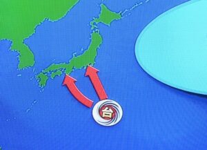 台風が近づいてくる天気図